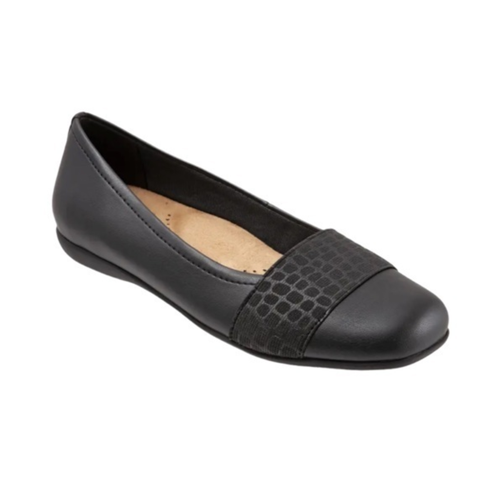 TROTTERS Samantha Flat Women’s Black Square Toe Ballet Flats Size 7.5 M
